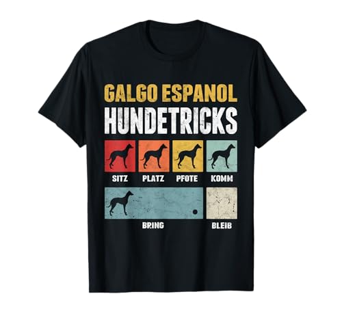 Galgo Hundetricks Galgo Español T-Shirt - Damen, Frauen - Schwarz - S - EU Klein - Regulär - U-Ausschnitt - Kurzarm - Klassisch - 100% Polyester - Imported von Galgo Español Spanischer Windhund Kleidung