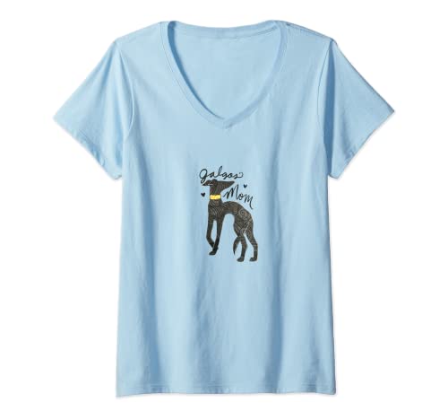 Damen Galgos Mom cute black galgo T-Shirt mit V-Ausschnitt Damen Galgos Mom cute black galgo T-Shirt mit V-Ausschnitt von Galgos Snugg