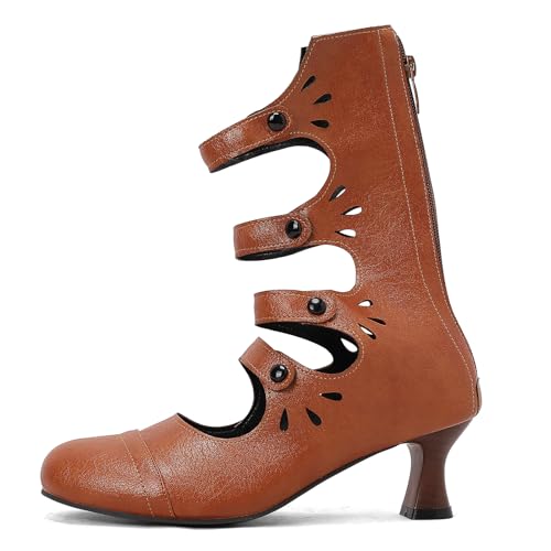 Damen Retro Knöchel Stiefel Schnüren Medieval Renaissance Pirate Viking Schuhe Kitten Heel Faux Leder Runde Zehen Back Zip Yellow Size 44 Damen Retro Knöchel Stiefel Schnüren Medieval Renaissance Pirate Viking Schuhe Kitten Heel Faux Leder Runde Zehen Back Zip Yellow Size 44 von Galindopia