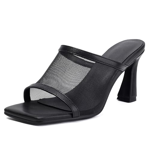 Damen Süß Sommer Mesh Pantoletten Peep Toe Ohne Verschluss Slide Slide Absatz Chunky Backless Sandalen Party Hochzeit Schuhe Heels Black Size 39 Damen Süß Sommer Mesh Pantoletten Peep Toe Ohne Verschluss Slide Slide Absatz Chunky Backless Sandalen Party Hochzeit Schuhe Heels Black Size 39 von Galindopia