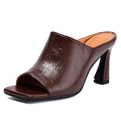 Damen Süß Sommer Mesh Pantoletten Peep Toe Ohne Verschluss Slide Slide Absatz Chunky Backless Sandalen Party Hochzeit Schuhe Heels Brown Size 35 Damen Süß Sommer Mesh Pantoletten Peep Toe Ohne Verschluss Slide Slide Absatz Chunky Backless Sandalen Party Hochzeit Schuhe Heels Brown Size 35 von Galindopia