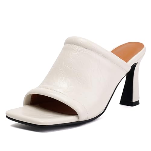 Damen Süß Sommer Mesh Pantoletten Peep Toe Ohne Verschluss Slide Slide Absatz Chunky Backless Sandalen Party Hochzeit Schuhe Heels White Size 42 Damen Süß Sommer Mesh Pantoletten Peep Toe Ohne Verschluss Slide Slide Absatz Chunky Backless Sandalen Party Hochzeit Schuhe Heels White Size 42 von Galindopia