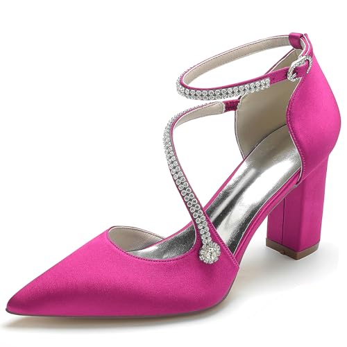 Elegant Hochzeit ScHöhe Höhe Ferse für Damen Knöchelriemchen Dressy Pumps Braut Heels D Orsay Rhinestone Cocktail Party ScHöhe Satin Cherry-Red Size 42 Elegant Hochzeit ScHöhe Höhe Ferse für Damen Knöchelriemchen Dressy Pumps Braut Heels D Orsay Rhinestone Cocktail Party ScHöhe Satin Cherry-Red Size 42 von Galindopia