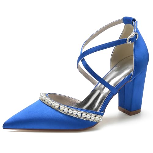 Elegant Pearl Hochzeit ScHöhe Criss Cross Höhe Ferse für Damen Knöchelriemchen Dressy Pumps D Orsay Braut Heels Cocktail Party ScHöhe Satin Royal Blue Size 43 Elegant Pearl Hochzeit ScHöhe Criss Cross Höhe Ferse für Damen Knöchelriemchen Dressy Pumps D Orsay Braut Heels Cocktail Party ScHöhe Satin Royal Blue Size 43 von Galindopia