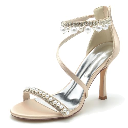 Elegant Pearl Strap Hochzeit Sandalen Stiletto für Damen Knöchelriemchen Braut Heels Dressy Open Toe Cocktail Party ScHöhe Satin Champagne Size 43 Elegant Pearl Strap Hochzeit Sandalen Stiletto für Damen Knöchelriemchen Braut Heels Dressy Open Toe Cocktail Party ScHöhe Satin Champagne Size 43 von Galindopia