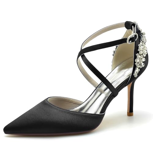 Elegant Rhinestone Hochzeit ScHöhe Criss Cross Stiletto für Damen Knöchelriemchen Braut Heels Dressy Pumps D Orsay Cocktail Party ScHöhe Satin Black Size 42 Elegant Rhinestone Hochzeit ScHöhe Criss Cross Stiletto für Damen Knöchelriemchen Braut Heels Dressy Pumps D Orsay Cocktail Party ScHöhe Satin Black Size 42 von Galindopia