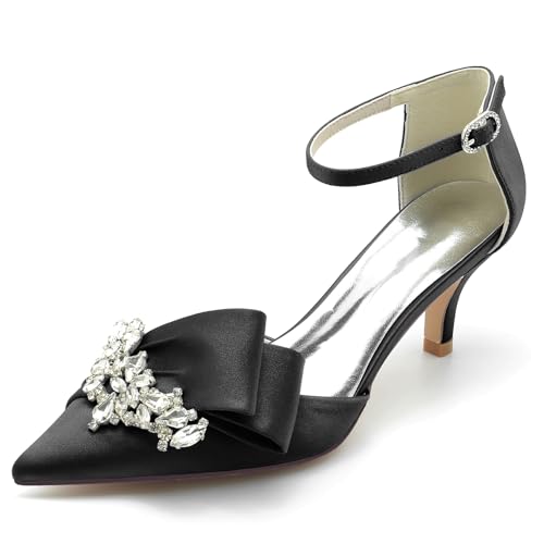 Elegant Rhinestone Hochzeit ScHöhe Kitten Heel für Damen Knöchelriemchen Braut Heels Dressy Pumps Ruffles Bow Cocktail Party ScHöhe Satin Black Size 43 Elegant Rhinestone Hochzeit ScHöhe Kitten Heel für Damen Knöchelriemchen Braut Heels Dressy Pumps Ruffles Bow Cocktail Party ScHöhe Satin Black Size 43 von Galindopia