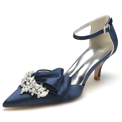 Elegant Rhinestone Hochzeit ScHöhe Kitten Heel für Damen Knöchelriemchen Braut Heels Dressy Pumps Ruffles Bow Cocktail Party ScHöhe Satin Dark-Blue Size 39 Elegant Rhinestone Hochzeit ScHöhe Kitten Heel für Damen Knöchelriemchen Braut Heels Dressy Pumps Ruffles Bow Cocktail Party ScHöhe Satin Dark-Blue Size 39 von Galindopia