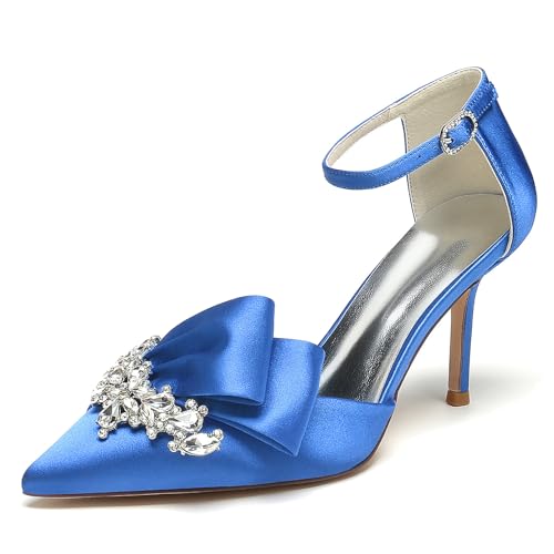 Elegant Rhinestone Hochzeit ScHöhe Kitten Heel für Damen Knöchelriemchen Braut Heels Dressy Pumps Ruffles Bow Cocktail Party ScHöhe Satin Royal Blue Size 37 Elegant Rhinestone Hochzeit ScHöhe Kitten Heel für Damen Knöchelriemchen Braut Heels Dressy Pumps Ruffles Bow Cocktail Party ScHöhe Satin Royal Blue Size 37 von Galindopia