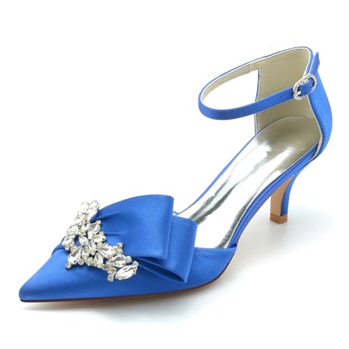 Elegant Rhinestone Hochzeit ScHöhe Kitten Heel für Damen Knöchelriemchen Braut Heels Dressy Pumps Ruffles Bow Cocktail Party ScHöhe Satin Royal Blue Size 39 Elegant Rhinestone Hochzeit ScHöhe Kitten Heel für Damen Knöchelriemchen Braut Heels Dressy Pumps Ruffles Bow Cocktail Party ScHöhe Satin Royal Blue Size 39 von Galindopia