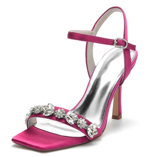 Elegant Rhinestone Strap Hochzeit Sandalen Stiletto für Damen Knöchelriemchen Braut Heels Dressy Square Toe Cocktail Party ScHöhe Satin Cherry-Red Size 41 Elegant Rhinestone Strap Hochzeit Sandalen Stiletto für Damen Knöchelriemchen Braut Heels Dressy Square Toe Cocktail Party ScHöhe Satin Cherry-Red Size 41 von Galindopia
