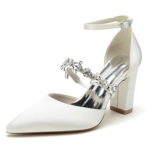 Elegant Rhinestone Strap Hochzeit ScHöhe Höhe Ferse für Damen Knöchelriemchen Dressy Pumps D Orsay Braut Heels Cocktail Party ScHöhe Satin Pear White Size 40 Elegant Rhinestone Strap Hochzeit ScHöhe Höhe Ferse für Damen Knöchelriemchen Dressy Pumps D Orsay Braut Heels Cocktail Party ScHöhe Satin Pear White Size 40 von Galindopia