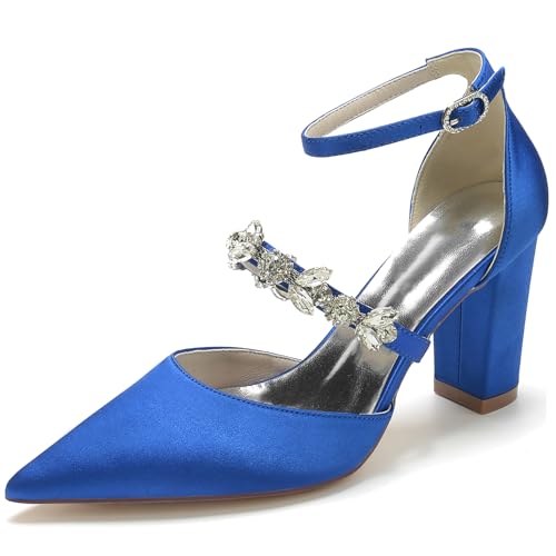 Elegant Rhinestone Strap Hochzeit ScHöhe Höhe Ferse für Damen Knöchelriemchen Dressy Pumps D Orsay Braut Heels Cocktail Party ScHöhe Satin Royal Blue Size 40 Elegant Rhinestone Strap Hochzeit ScHöhe Höhe Ferse für Damen Knöchelriemchen Dressy Pumps D Orsay Braut Heels Cocktail Party ScHöhe Satin Royal Blue Size 40 von Galindopia