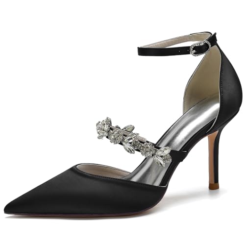 Elegant Rhinestone Strap Hochzeit ScHöhe Kitten Heel für Damen Knöchelriemchen Braut Heels Dressy Pumps D Orsay Cocktail Party ScHöhe Satin Black Size 35 Elegant Rhinestone Strap Hochzeit ScHöhe Kitten Heel für Damen Knöchelriemchen Braut Heels Dressy Pumps D Orsay Cocktail Party ScHöhe Satin Black Size 35 von Galindopia