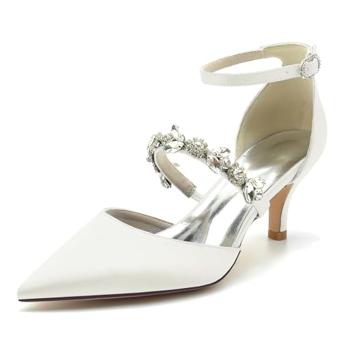 Elegant Rhinestone Strap Hochzeit ScHöhe Kitten Heel für Damen Knöchelriemchen Braut Heels Dressy Pumps D Orsay Cocktail Party ScHöhe Satin Pear White Size 38 Elegant Rhinestone Strap Hochzeit ScHöhe Kitten Heel für Damen Knöchelriemchen Braut Heels Dressy Pumps D Orsay Cocktail Party ScHöhe Satin Pear White Size 38 von Galindopia