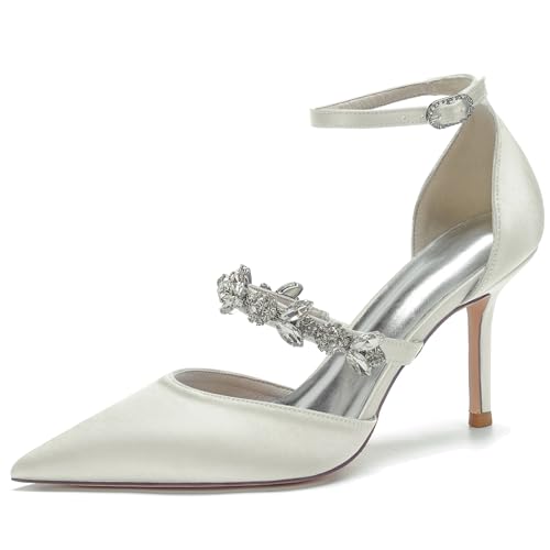 Elegant Rhinestone Strap Hochzeit ScHöhe Kitten Heel für Damen Knöchelriemchen Braut Heels Dressy Pumps D Orsay Cocktail Party ScHöhe Satin Pear White Size 41 Elegant Rhinestone Strap Hochzeit ScHöhe Kitten Heel für Damen Knöchelriemchen Braut Heels Dressy Pumps D Orsay Cocktail Party ScHöhe Satin Pear White Size 41 von Galindopia