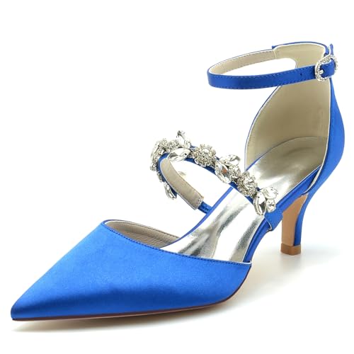 Elegant Rhinestone Strap Hochzeit ScHöhe Kitten Heel für Damen Knöchelriemchen Braut Heels Dressy Pumps D Orsay Cocktail Party ScHöhe Satin Royal Blue Size 38 Elegant Rhinestone Strap Hochzeit ScHöhe Kitten Heel für Damen Knöchelriemchen Braut Heels Dressy Pumps D Orsay Cocktail Party ScHöhe Satin Royal Blue Size 38 von Galindopia