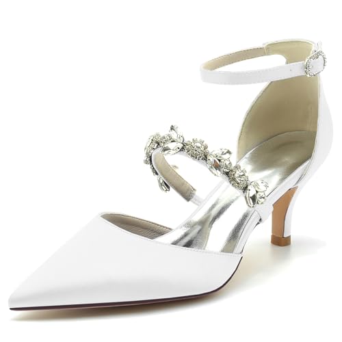 Elegant Rhinestone Strap Hochzeit ScHöhe Kitten Heel für Damen Knöchelriemchen Braut Heels Dressy Pumps D Orsay Cocktail Party ScHöhe Satin White Size 41 Elegant Rhinestone Strap Hochzeit ScHöhe Kitten Heel für Damen Knöchelriemchen Braut Heels Dressy Pumps D Orsay Cocktail Party ScHöhe Satin White Size 41 von Galindopia