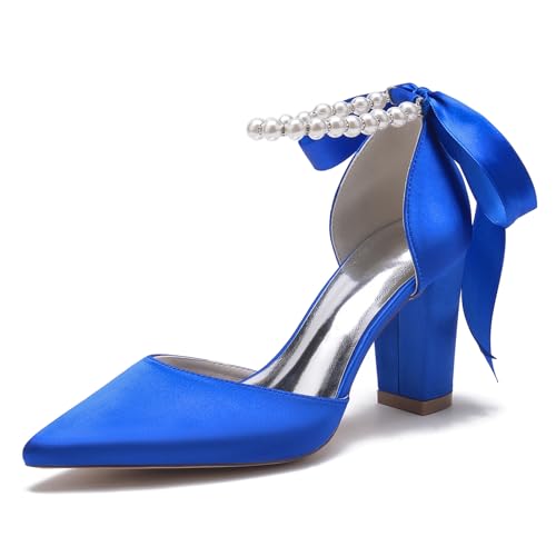 Elegant Ribbon Bow Pearl Hochzeit ScHöhe Höhe Ferse für Damen D Orsay Dressy Pumps Knöchelriemchen Braut Heels Cocktail Party ScHöhe Satin Royal Blue Size 36 Elegant Ribbon Bow Pearl Hochzeit ScHöhe Höhe Ferse für Damen D Orsay Dressy Pumps Knöchelriemchen Braut Heels Cocktail Party ScHöhe Satin Royal Blue Size 36 von Galindopia