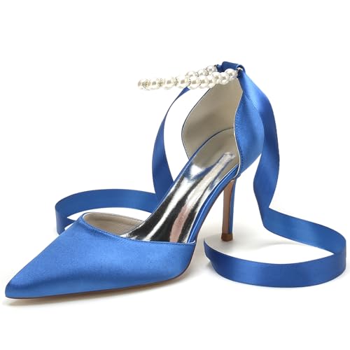 Elegant Ribbon Bow Pearl Hochzeit ScHöhe Stiletto für Damen Knöchelriemchen Braut Heels Dressy Pumps D Orsay Cocktail Party ScHöhe Satin Royal Blue Size 39 Elegant Ribbon Bow Pearl Hochzeit ScHöhe Stiletto für Damen Knöchelriemchen Braut Heels Dressy Pumps D Orsay Cocktail Party ScHöhe Satin Royal Blue Size 39 von Galindopia