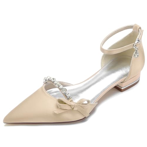 Elegant Satin Hochzeit ScHöhe Rhinestone Flach Pumps Gemütlich D Orsay Ruffles Pointed Toe Knöchelriemchen Damen Dressy Party ScHöhe Champagne Size 43 Elegant Satin Hochzeit ScHöhe Rhinestone Flach Pumps Gemütlich D Orsay Ruffles Pointed Toe Knöchelriemchen Damen Dressy Party ScHöhe Champagne Size 43 von Galindopia