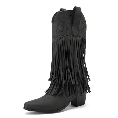 Galindopia DaHerren Mid Calf Stiefel Pointed Toe Chunky Block Heel Embroidered Half Cowgirl Stiefel Franse Western Schuhe Botas para Mujer Black Size 41 Galindopia DaHerren Mid Calf Stiefel Pointed Toe Chunky Block Heel Embroidered Half Cowgirl Stiefel Franse Western Schuhe Botas para Mujer Black Size 41 von Galindopia