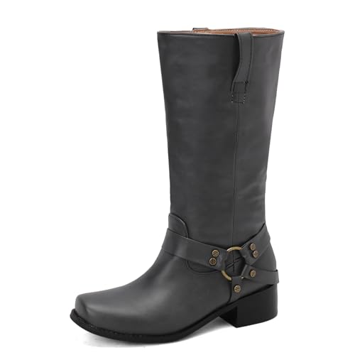 Galindopia DaHerren Mid Hohe Stiefel Square Toe Chunky Block Heel Gemütlich Low Heel Leisure Riding Stiefel Motorcycle Schuhe Botas para Mujer Grey Size 37 Galindopia DaHerren Mid Hohe Stiefel Square Toe Chunky Block Heel Gemütlich Low Heel Leisure Riding Stiefel Motorcycle Schuhe Botas para Mujer Grey Size 37 von Galindopia