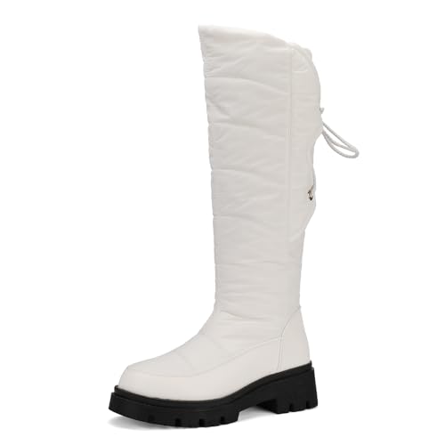Galindopia Damen Schneestiefel Knee High Warm Gefüttert Winter Schuhe Wasserfeste Fell Lining Down Puffer Stiefel Nonslip Outdoor Botas para Mujer White Size 40 von Galindopia