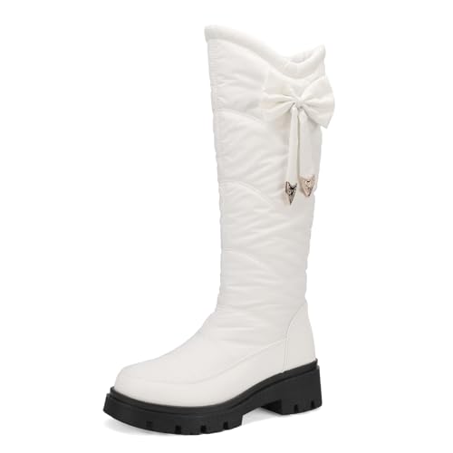 Galindopia Damen Schneestiefel Knee High Warm Gefüttert Winter Schuhe Wasserfeste Fell Lining Down Puffer Stiefel Nonslip Outdoor Botas para Mujer White Size 40 von Galindopia