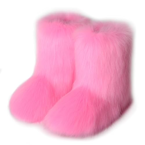 Galindopia Damen Sü? Fluffy Stiefel Warm Gefüttert Winter Schneestiefel Faux Fox Fell Schuhe Festival Schuhe Fellry Feet Paws Rave Custome Fuzzy Leg Warm Gefütterter Outdoor Pink Size 39 von Galindopia