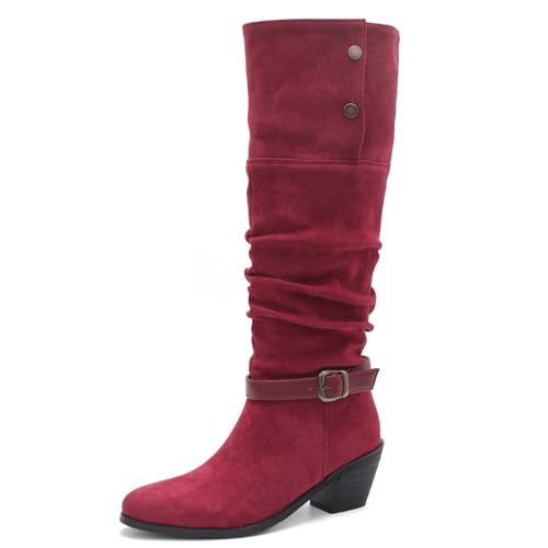 Galindopia Leisure Slouch Stiefel Knee High Block Heel Pleated Cowgirl Pull On Overknee Collar Fold Over Pirate Schuhe Jahrgang Snap Button Burgundy Size 40 Galindopia Leisure Slouch Stiefel Knee High Block Heel Pleated Cowgirl Pull On Overknee Collar Fold Over Pirate Schuhe Jahrgang Snap Button Burgundy Size 40 von Galindopia