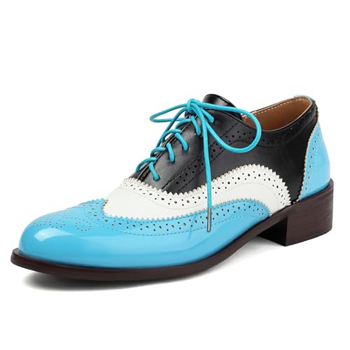 Galindopia Unisex Oxford Schuhe Damen Two Tone Perforated Wingtip Brogue Retro Low Heel Schnüren Saddle Schuhe Spectator Crown Lack Blue Plus Size 39 Galindopia Unisex Oxford Schuhe Damen Two Tone Perforated Wingtip Brogue Retro Low Heel Schnüren Saddle Schuhe Spectator Crown Lack Blue Plus Size 39 von Galindopia