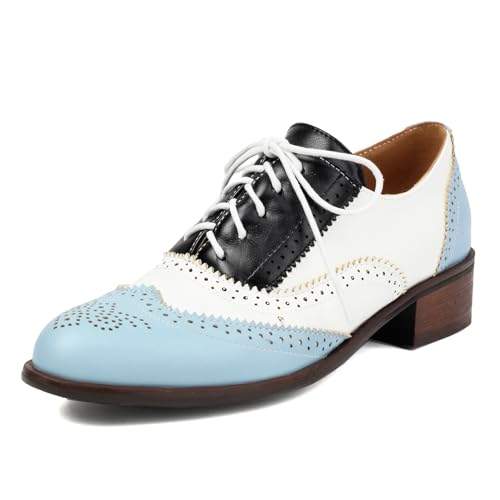 Galindopia Unisex Oxford Schuhe Damen Two Tone Perforated Wingtip Brogue Retro Low Heel Schnüren Saddle Schuhe Spectator Crown Suits Blue Plus Size 38 Galindopia Unisex Oxford Schuhe Damen Two Tone Perforated Wingtip Brogue Retro Low Heel Schnüren Saddle Schuhe Spectator Crown Suits Blue Plus Size 38 von Galindopia