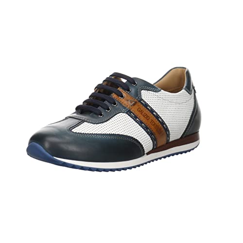 Galizio Torresi Herren Schnürhalbschuhe Halbschuh Glattleder Freizeit Elegant Schuhe Uni Sneaker blau weiß Leder von Galizio Torresi