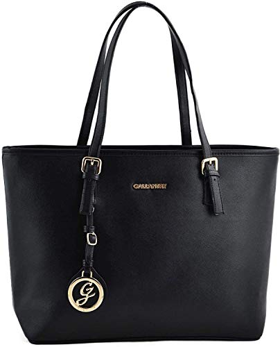 Gallantry - Handtasche für Damen – Einkaufstasche – Kunstleder – Kurstasche – Schule – Studentin – Shopping – groß + RFID Karl Loven (Weiß Schwarz), Schwarz , Utility von Gallantry