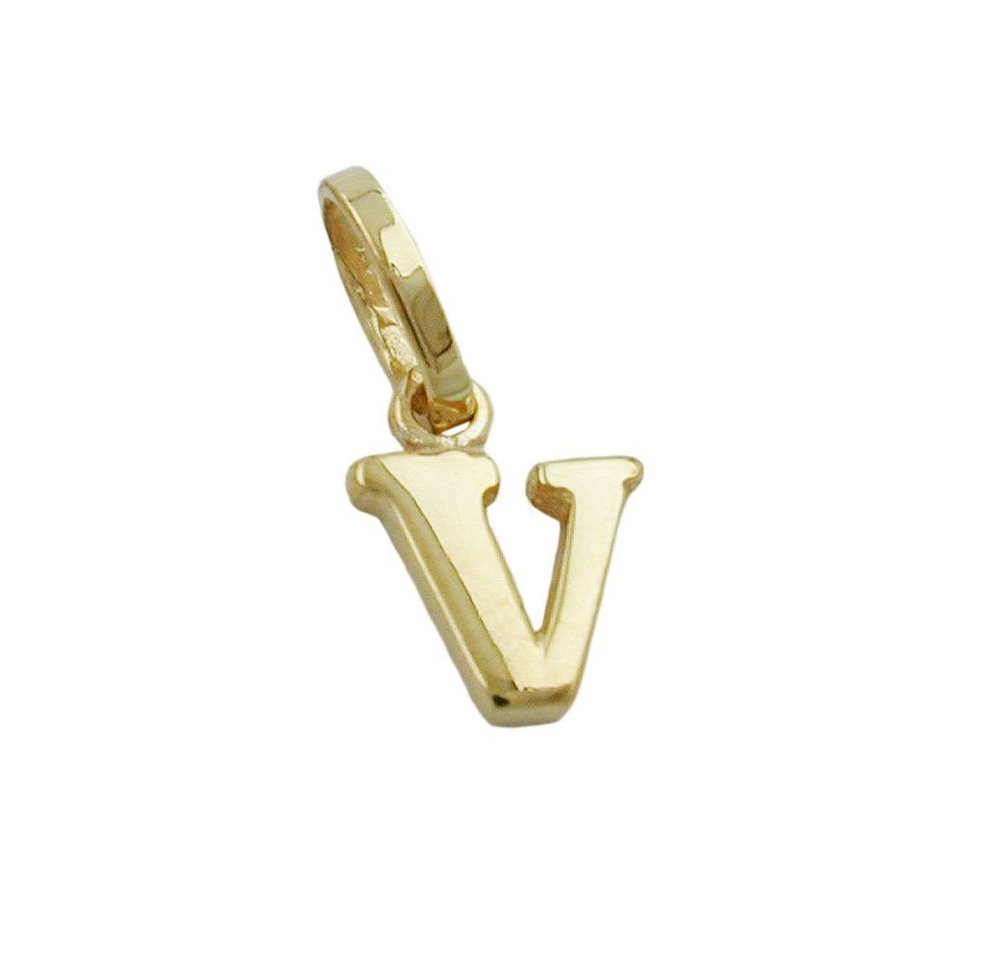 Gallay Buchstabenanhänger Anhänger 8x6mm Buchstabe V glänzend 9Kt GOLD (1-tlg) von Gallay