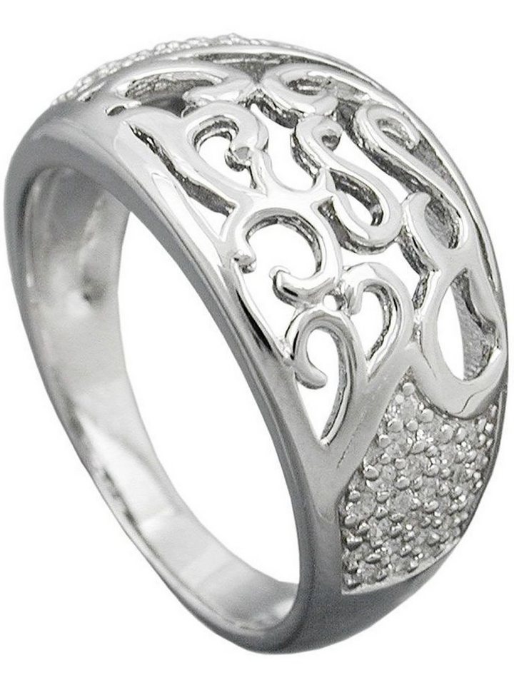 Gallay Fingerring 10mm mit Zirkonias glänzend rhodiniert Silber 925 Ringgröße 58 (1-tlg) von Gallay