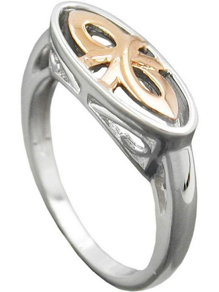 Gallay Fingerring 7mm bicolor rotvergoldet glänzend rhodiniert Silber 925 Ringgröße 56 (1-tlg) von Gallay