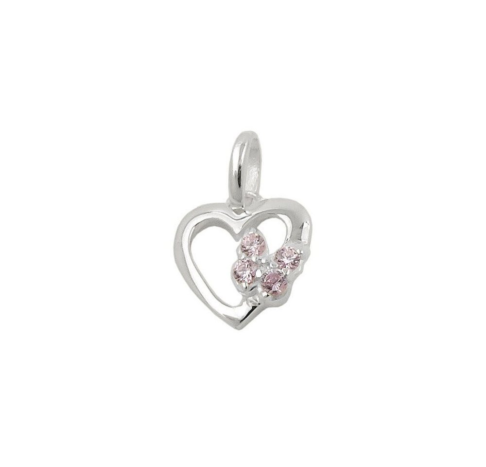 Gallay Herzanhänger 10x9mm Herz mit Schmetterling Zirkonias pink Silber 925 (Anhänger, 1-tlg) von Gallay