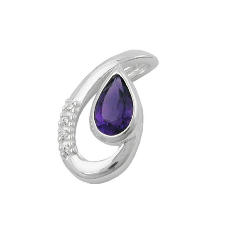 Gallay Kettenanhänger 18x10mm Amethyst mit 4 Zirkonias glänzend Silber 925 (1-tlg) von Gallay