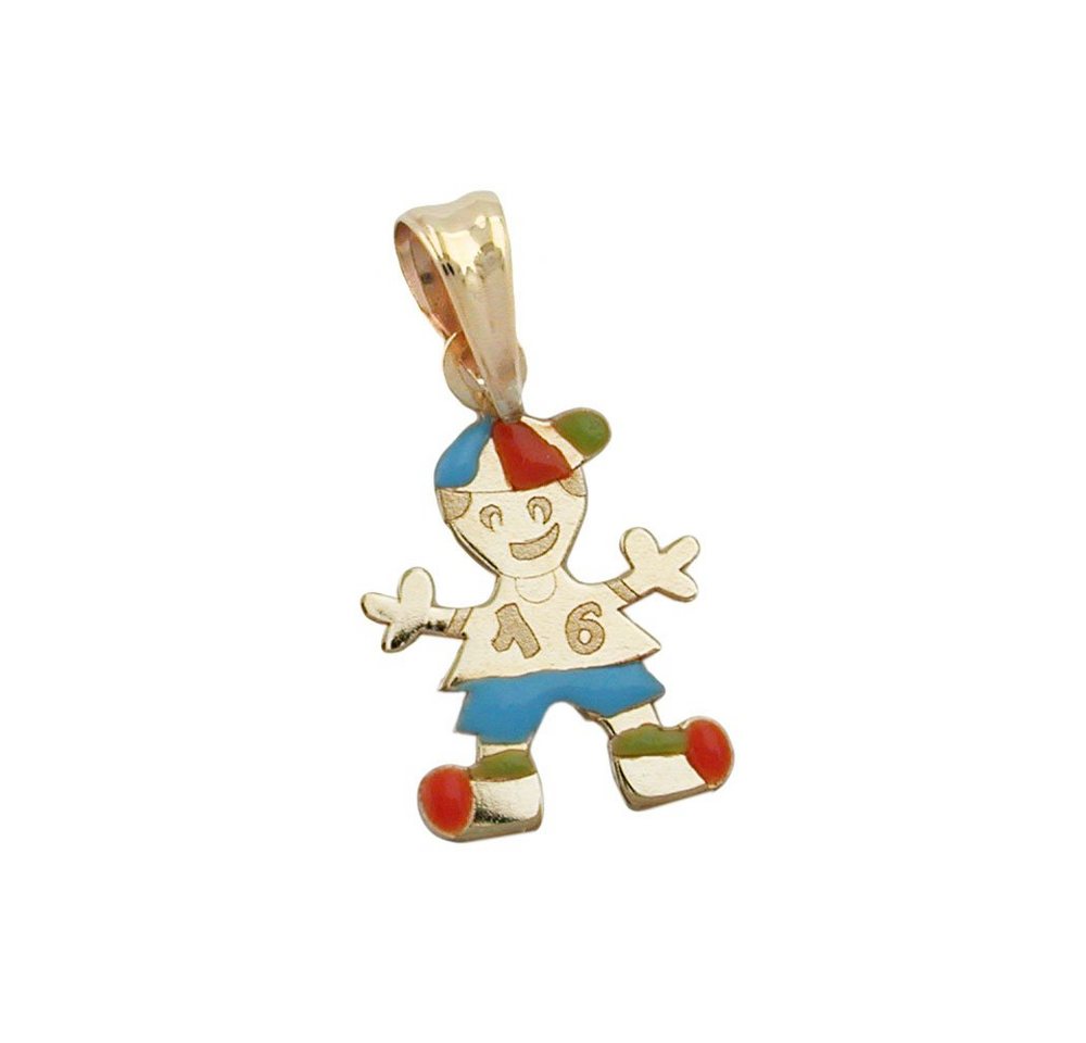 Gallay Kettenanhänger Anhänger 14x10mm Junge farbig emailliert 9Kt GOLD (1-tlg) von Gallay