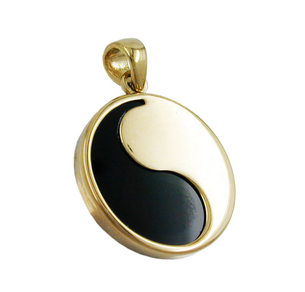 Gallay Kettenanhänger Anhänger Yin Yang 16mm mit Onyx 9Kt GOLD (1-tlg) von Gallay
