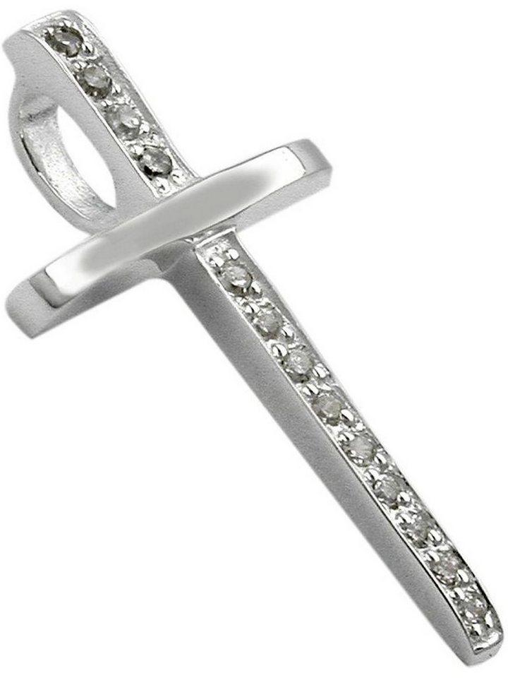 Gallay Kreuzanhänger Anhänger 25x14mm Kreuz mit Zirkonias Silber 925 (1-tlg) von Gallay