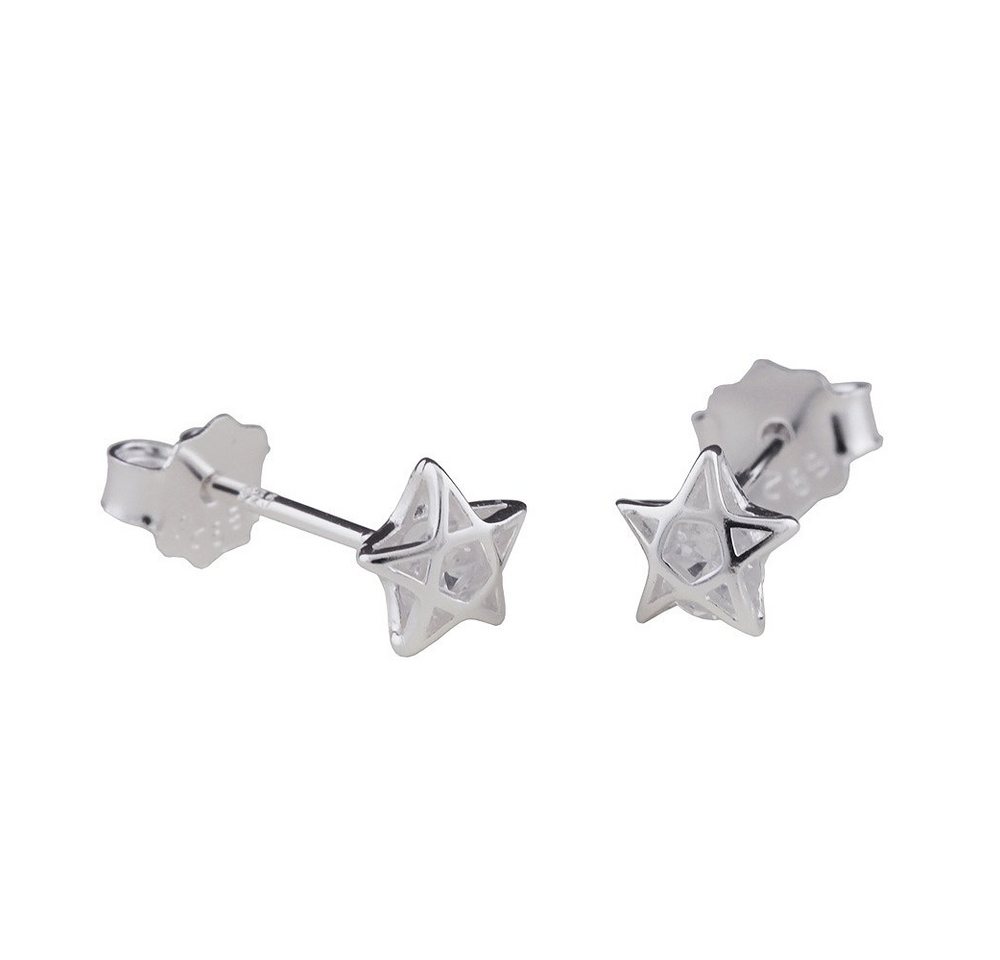 Gallay Ohrstecker-Set Ohrstecker Ohrring 6mm Stern Pentagramm Zirkonia weiß Silber 925 von Gallay