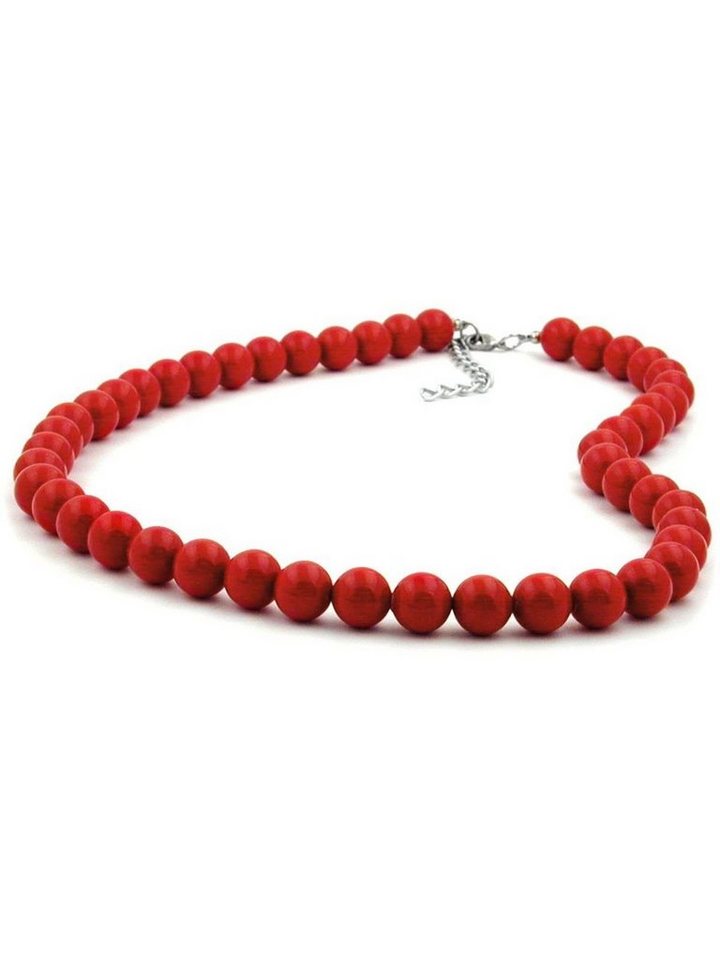 Gallay Perlenkette Kette 10mm Kunststoffperlen rot-glänzend 50cm (1-tlg) von Gallay
