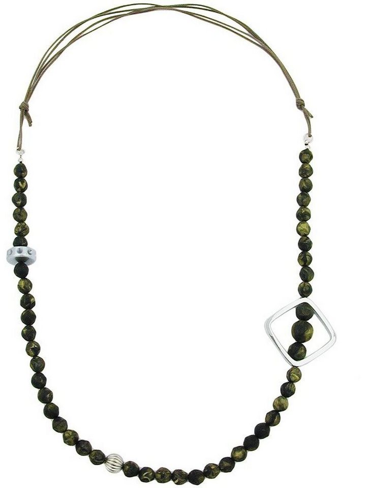Gallay Perlenkette Kette Perle barock oliv Viereck chrom (1-tlg) von Gallay
