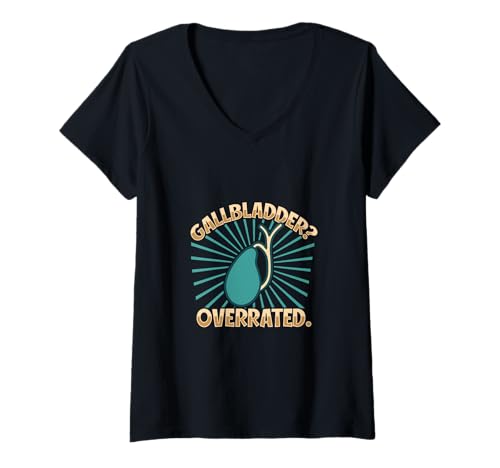 Damen Gallenblase überbewertet T-Shirt mit V-Ausschnitt Damen Gallenblase überbewertet T-Shirt mit V-Ausschnitt von Gallenblase Entfernung Designs