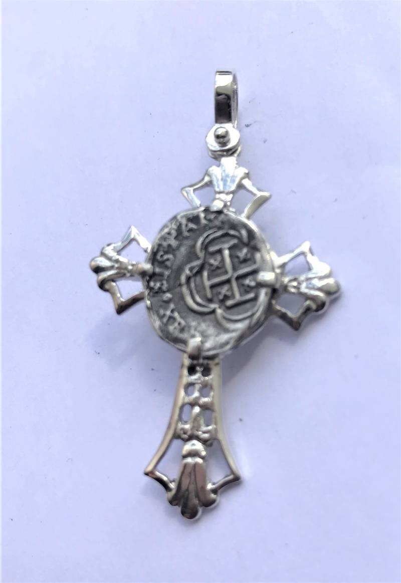 Atocha Münze Anhänger Kreuz Filigrane Sterling Silber 925 Schatz Schmuck von GalleonTreasureShop