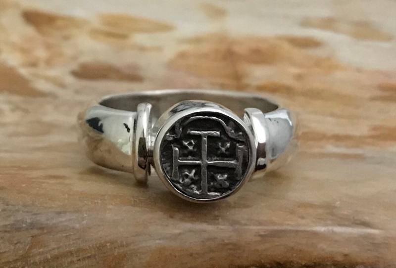Atocha Münze Ring Sterling Silber Lünette Set Sunken Treasure Shipwreck Schmuck Damen Herren von GalleonTreasureShop