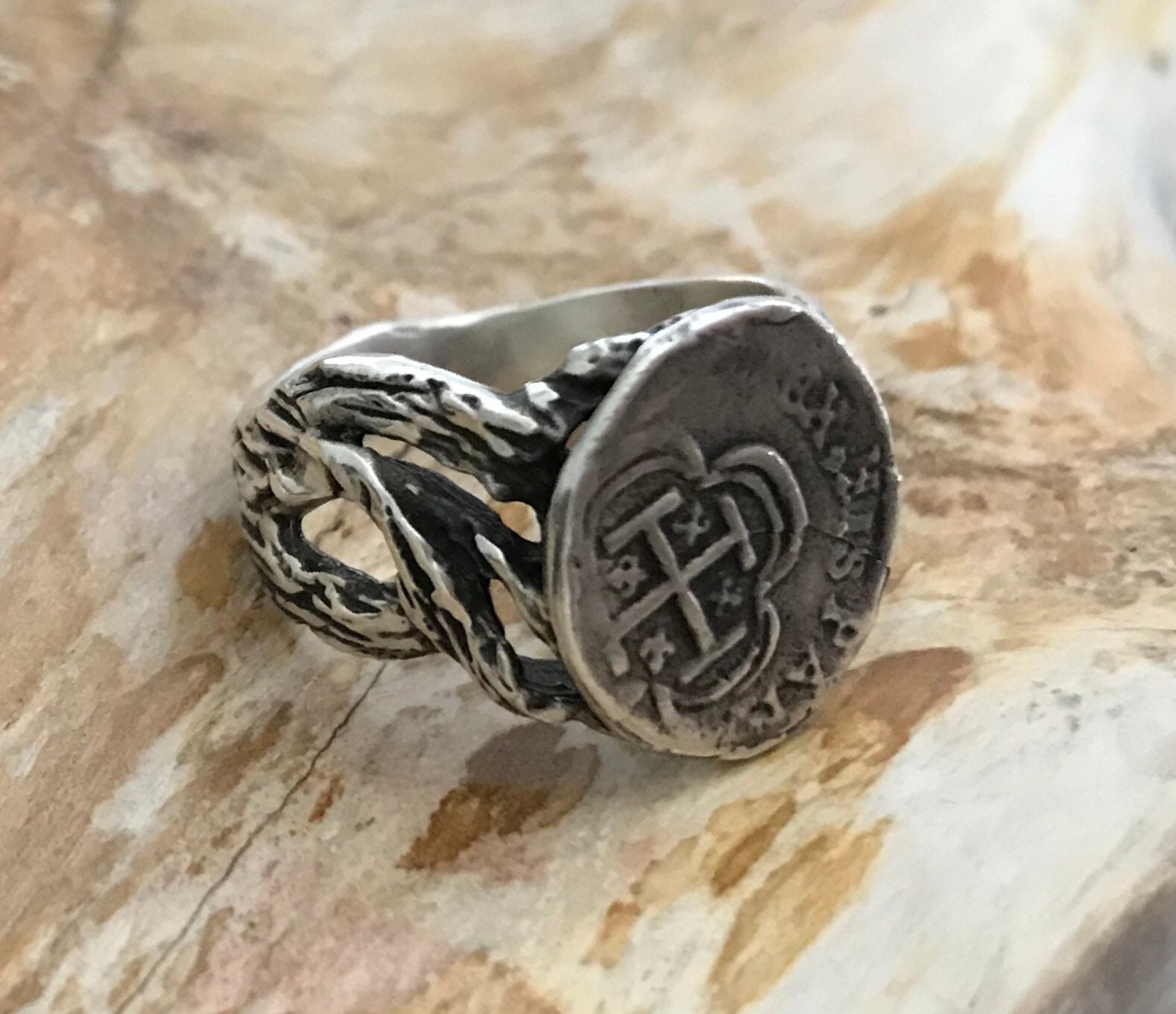 Atocha Wie Münzenring 925 Sterling Silber Versunkenen Holz Rebe Schatz Ring von GalleonTreasureShop